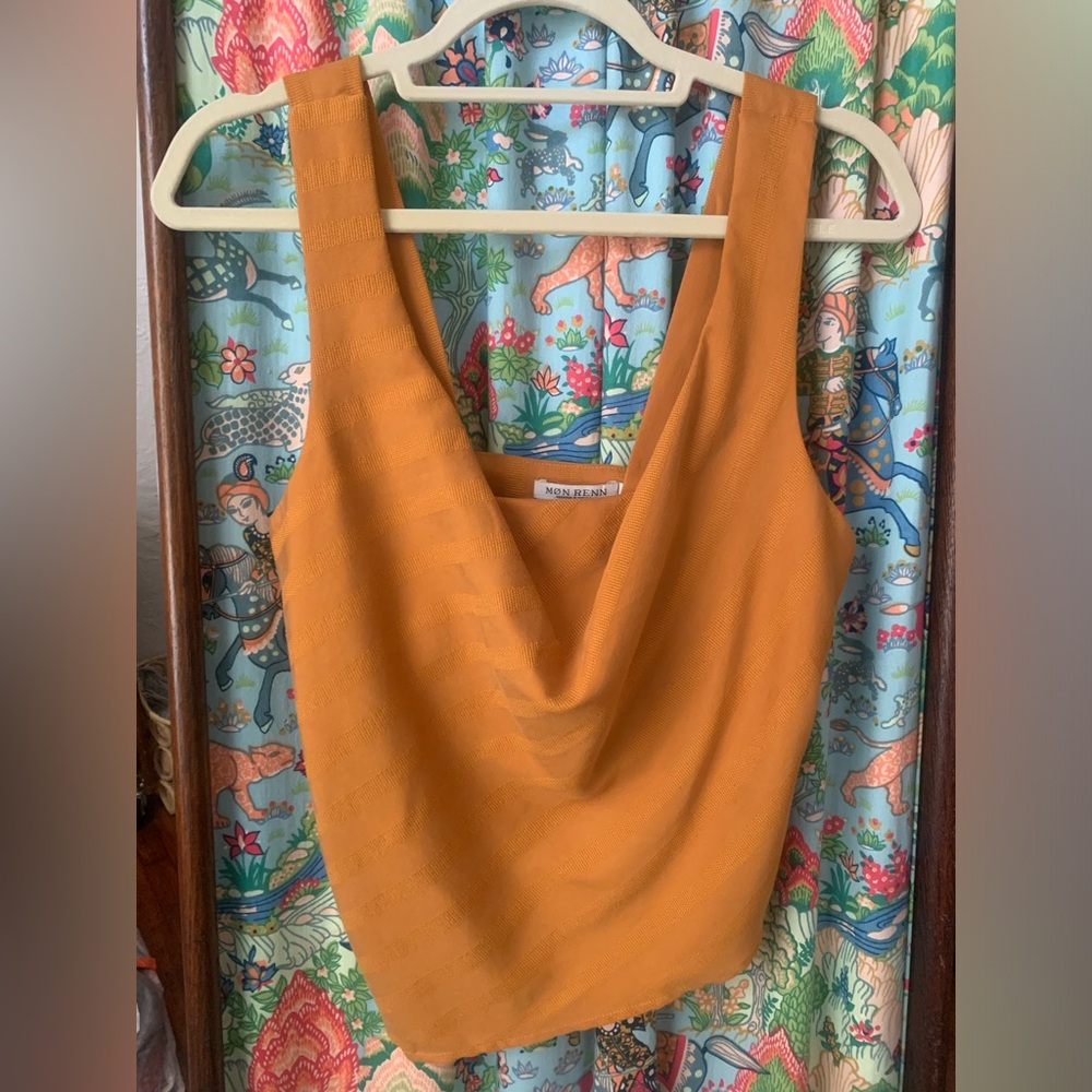 Mon Renn Sleeveless Asymmetrical Drape Top